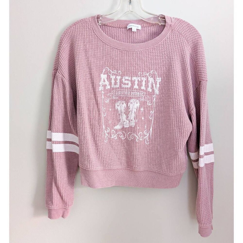 Pink Rose Austin Waffle Knit Sweater Top